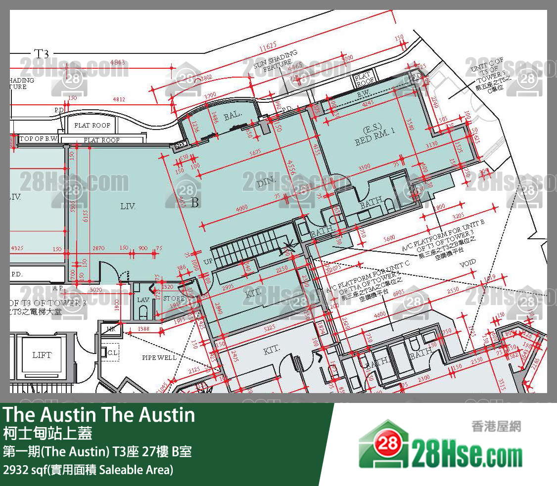 The Austin 單位平面圖(由 28Hse 提供)