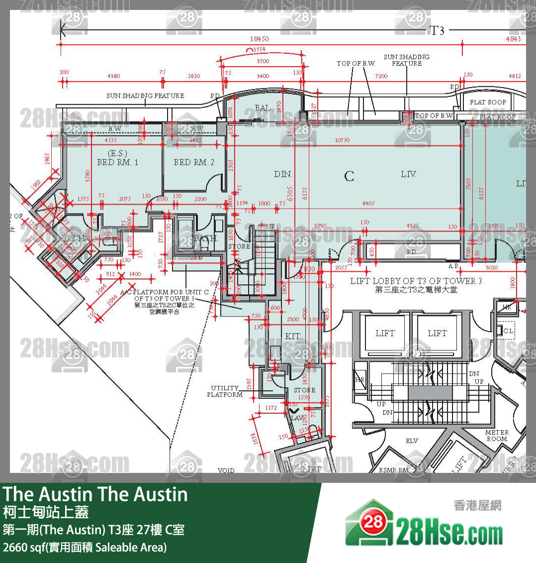 The Austin 第一期(The Austin)T3座27楼 C室 平面图
