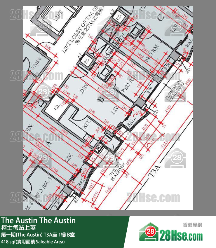 The Austin 单位平面图(由 28Hse 提供)