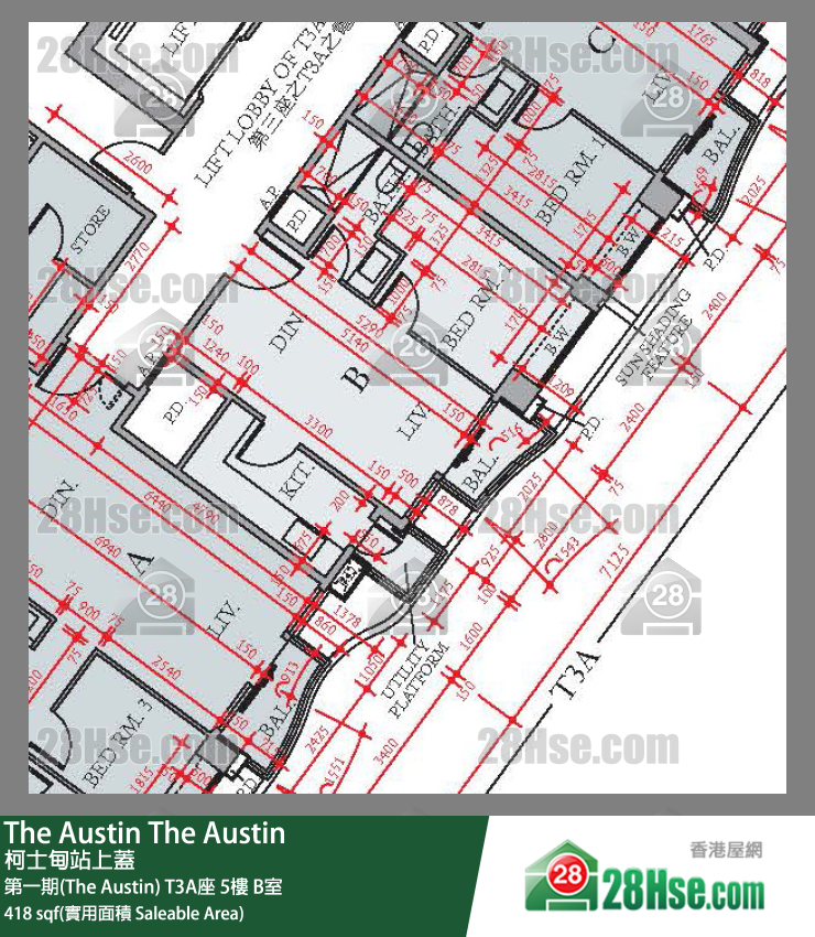 The Austin 單位平面圖(由 28Hse 提供)
