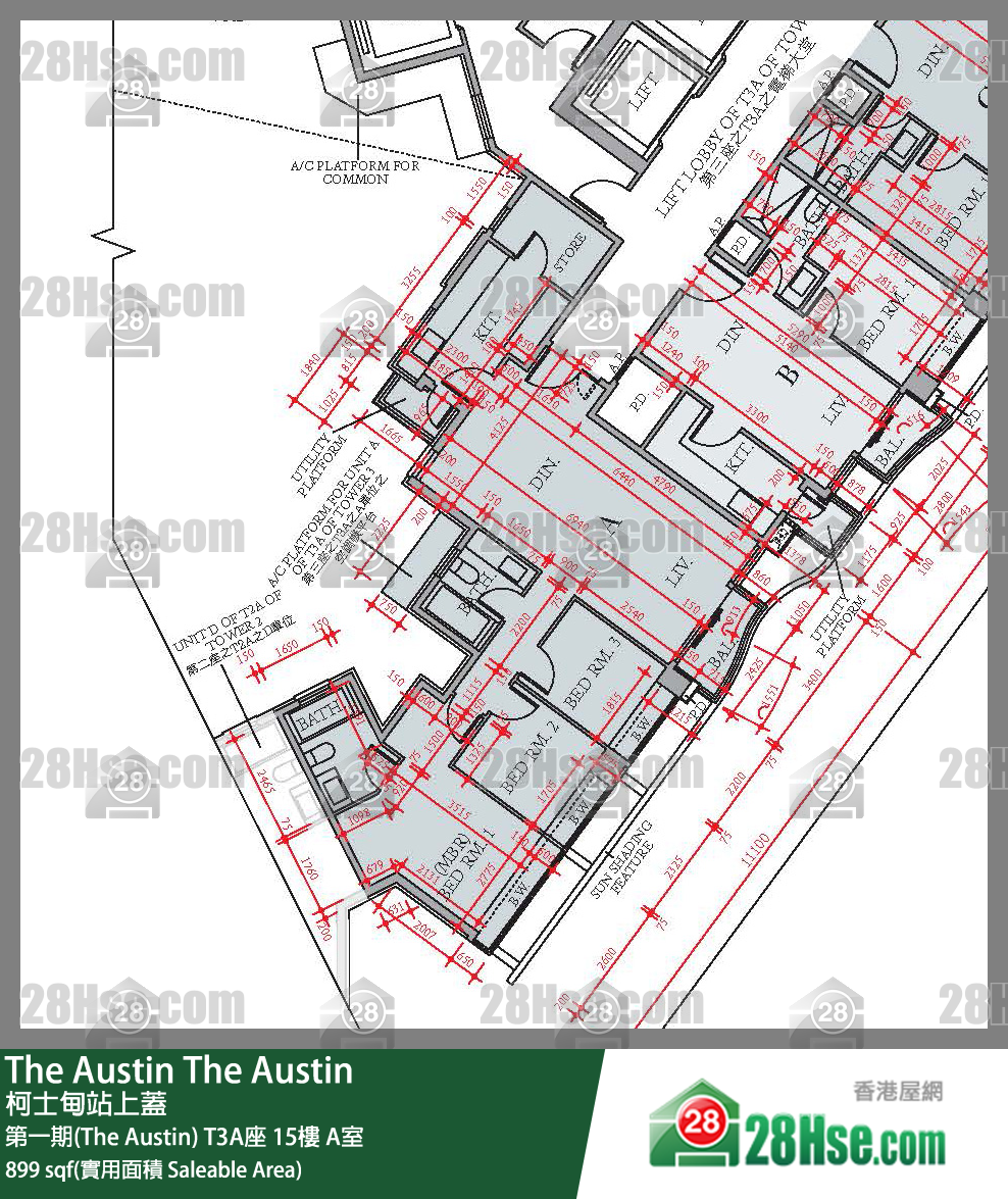 The Austin 第一期(The Austin)T3A座15楼 A室 平面图