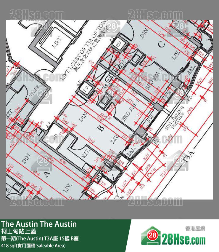 The Austin 第一期(The Austin) T3A座 15楼 B室 平面图