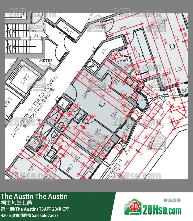 The Austin 第一期(The Austin) T3A座 23楼 C室 平面图