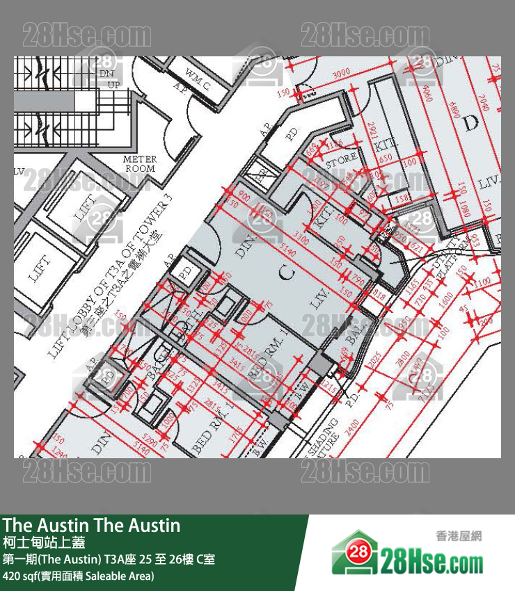 The Austin 第一期(The Austin)T3A座26楼 C室 平面图