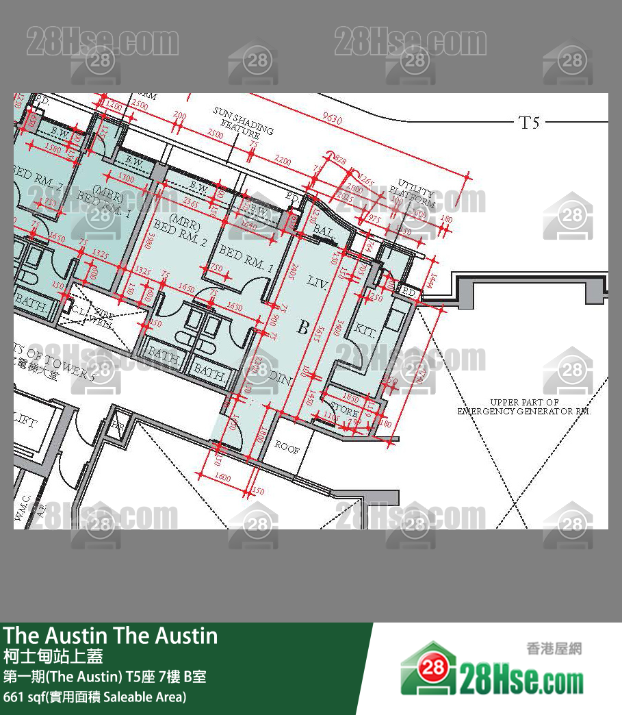 The Austin 第一期(The Austin)T5座7楼 B室 平面图
