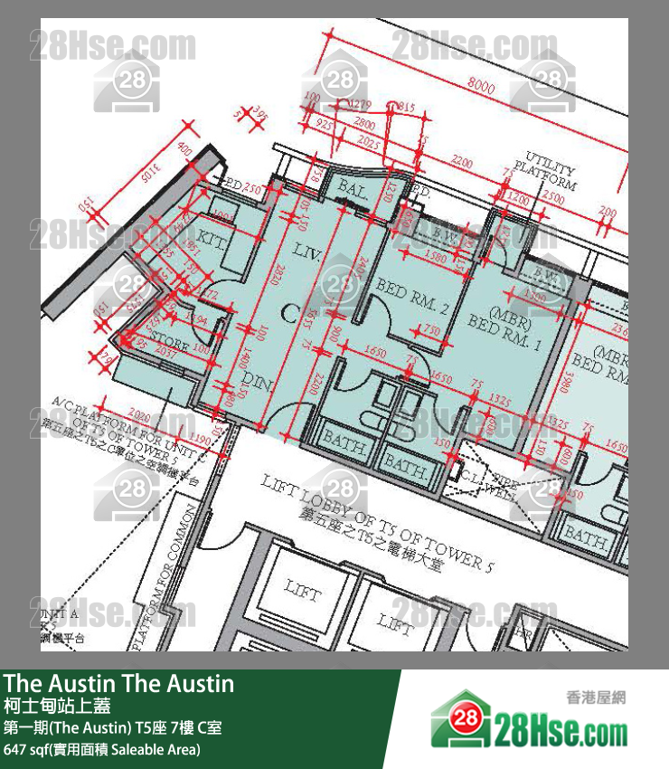 The Austin 第一期(The Austin) T5座 7楼 C室 平面图