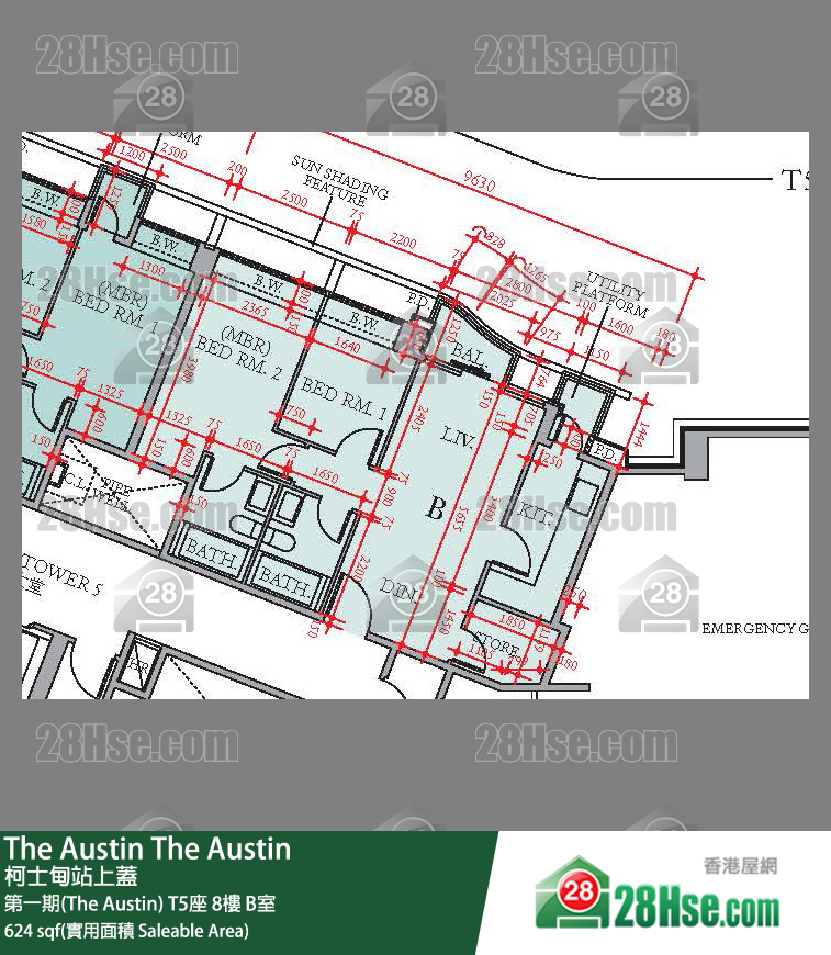 The Austin 第一期(The Austin)T5座8楼 B室 平面图