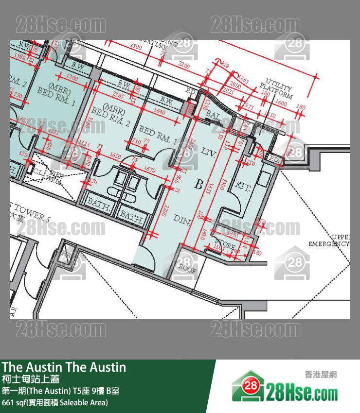 The Austin 第一期(The Austin) T5座 9楼 B室 平面图