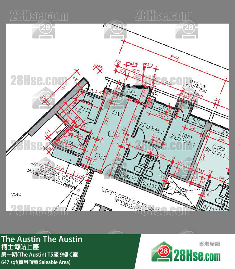 The Austin 第一期(The Austin)T5座9楼 C室 平面图