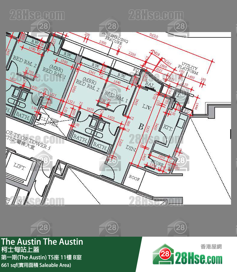 The Austin 第一期(The Austin) T5座 11楼 B室 平面图