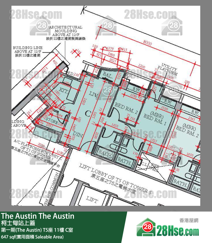 The Austin 单位平面图(由 28Hse 提供)