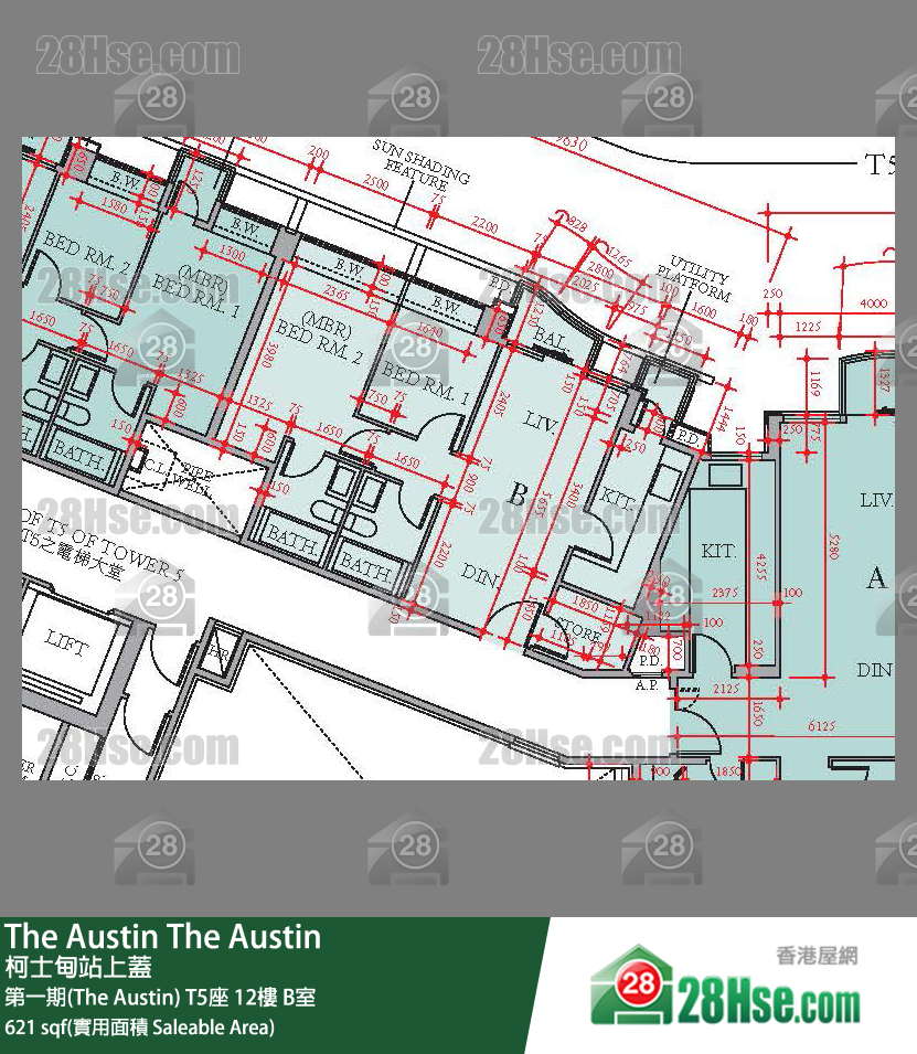 The Austin 第一期(The Austin)T5座12楼 B室 平面图