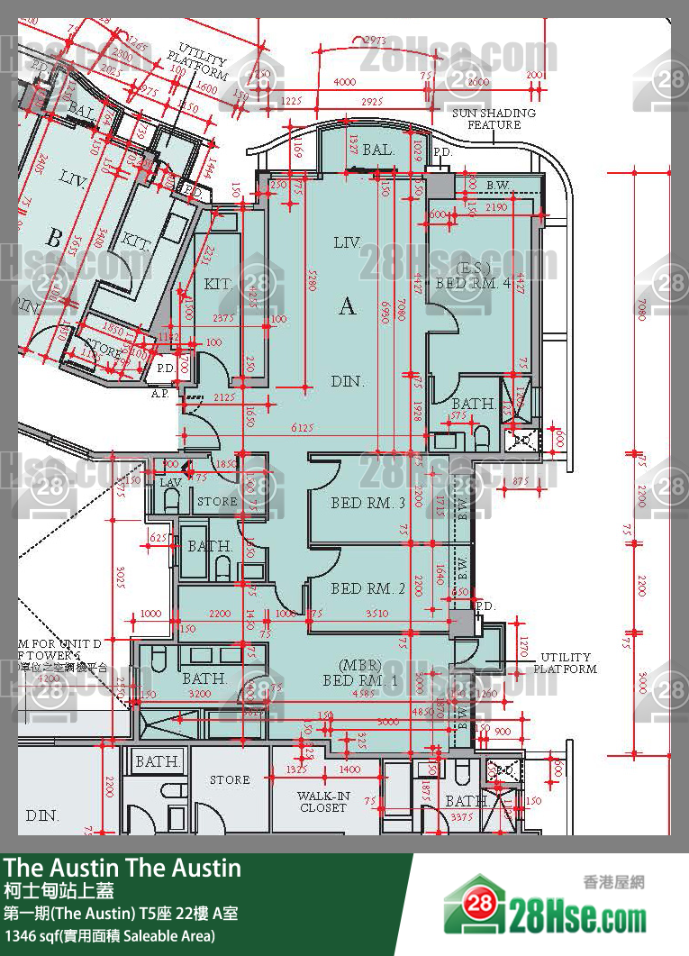 The Austin 第一期(The Austin)T5座22楼 A室 平面图