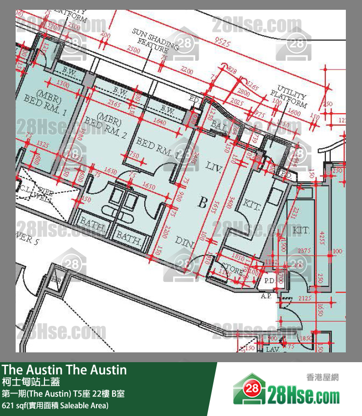 The Austin 第一期(The Austin)T5座22楼 B室 平面图