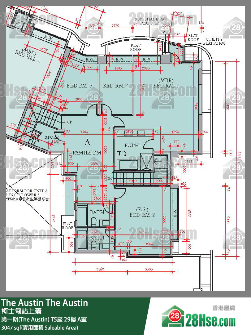 The Austin 第一期(The Austin)T5座29楼 A室 平面图