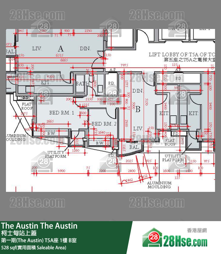 The Austin 第一期(The Austin)T5A座1楼 B室 平面图