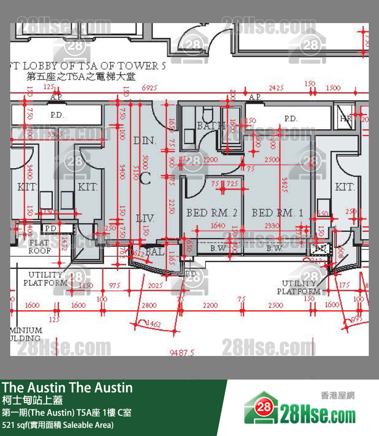 The Austin 第一期(The Austin) T5A座 1楼 C室 平面图