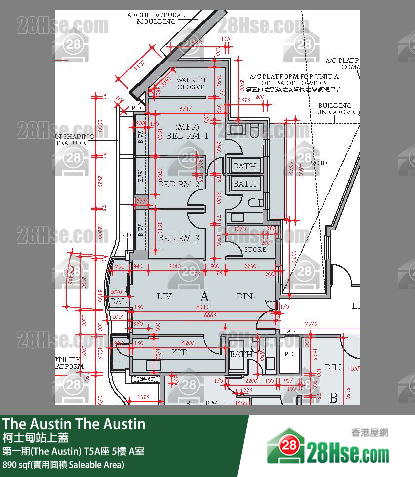 The Austin 单位平面图(由 28Hse 提供)
