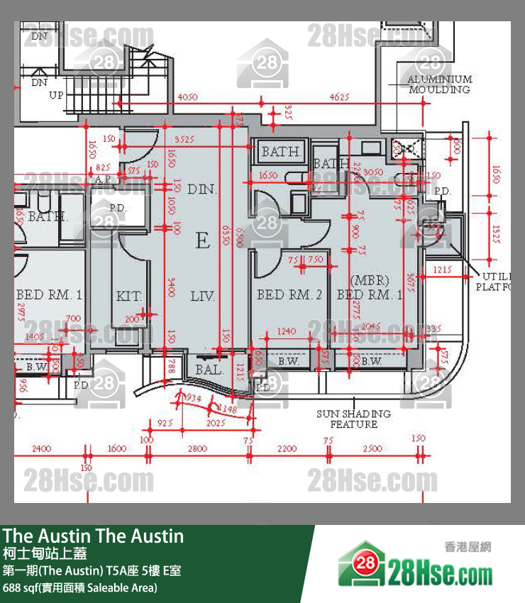 The Austin 单位平面图(由 28Hse 提供)