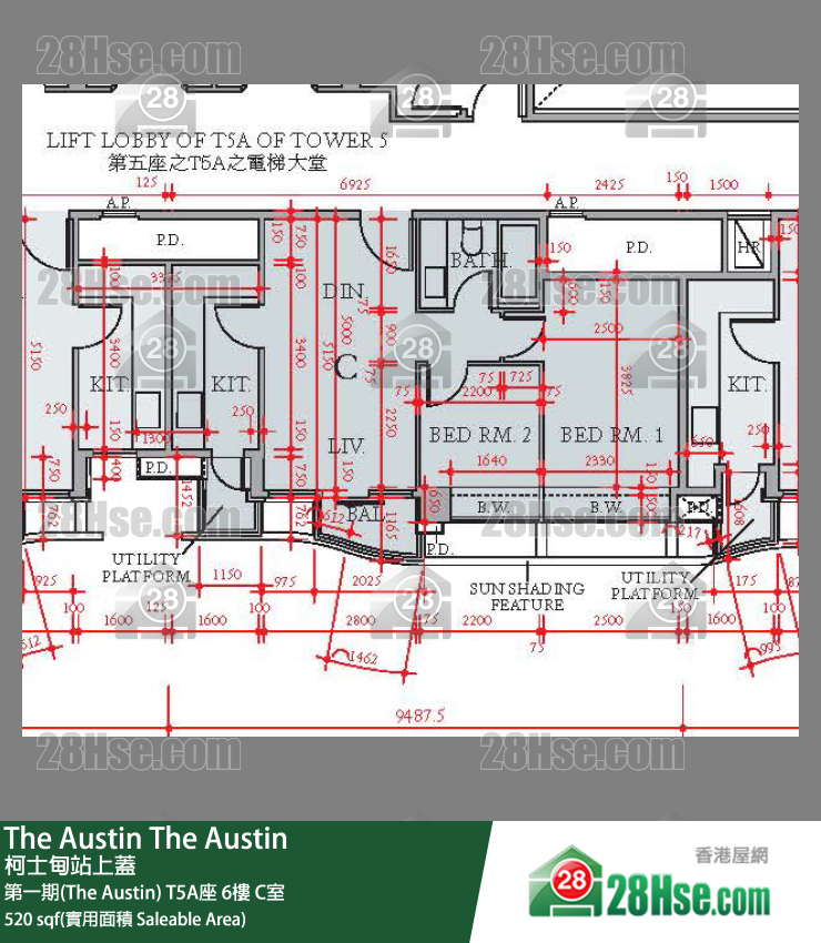 The Austin 单位平面图(由 28Hse 提供)