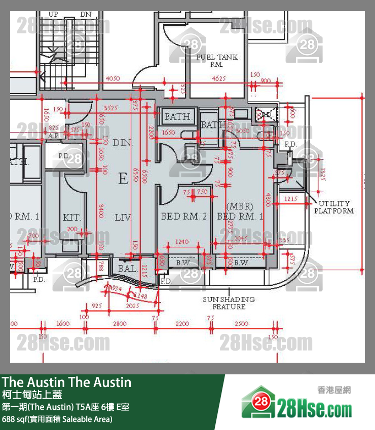 The Austin 单位平面图(由 28Hse 提供)