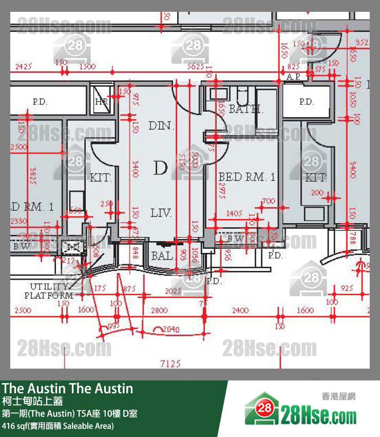 The Austin 第一期(The Austin)T5A座10楼 D室 平面图