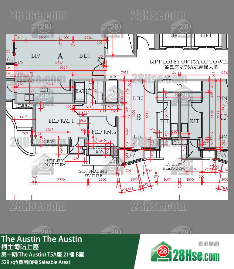 The Austin 第一期(The Austin)T5A座21楼 B室 平面图