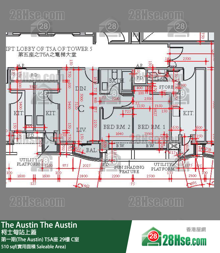 The Austin 第一期(The Austin)T5A座29楼 C室 平面图