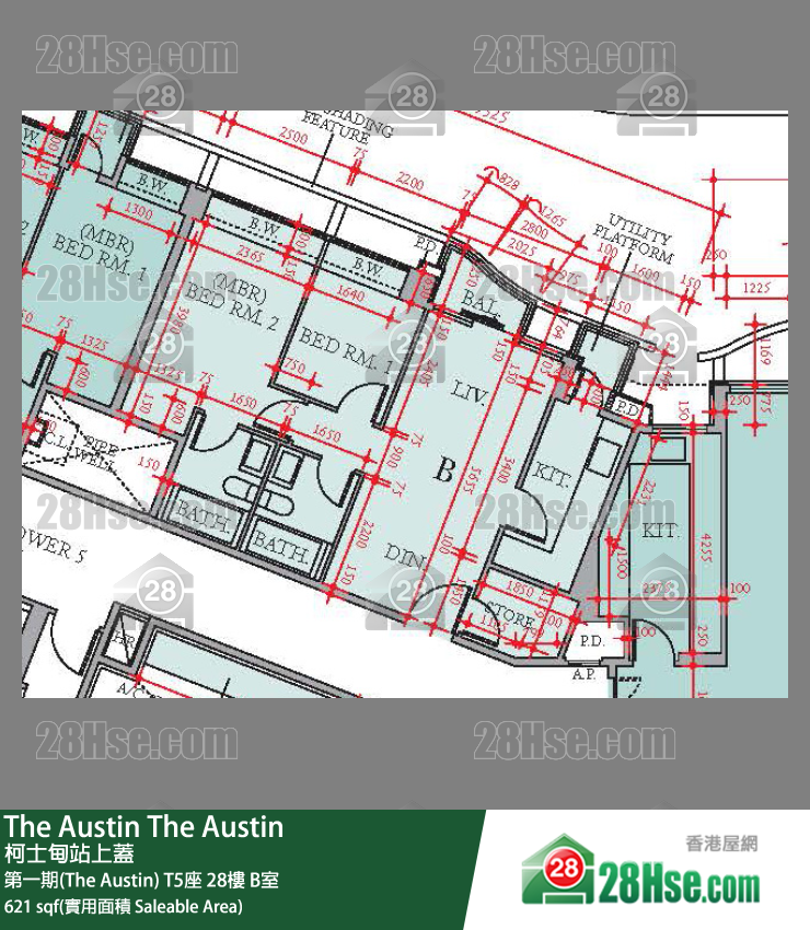 The Austin 第一期(The Austin)T5座28楼 B室 平面图