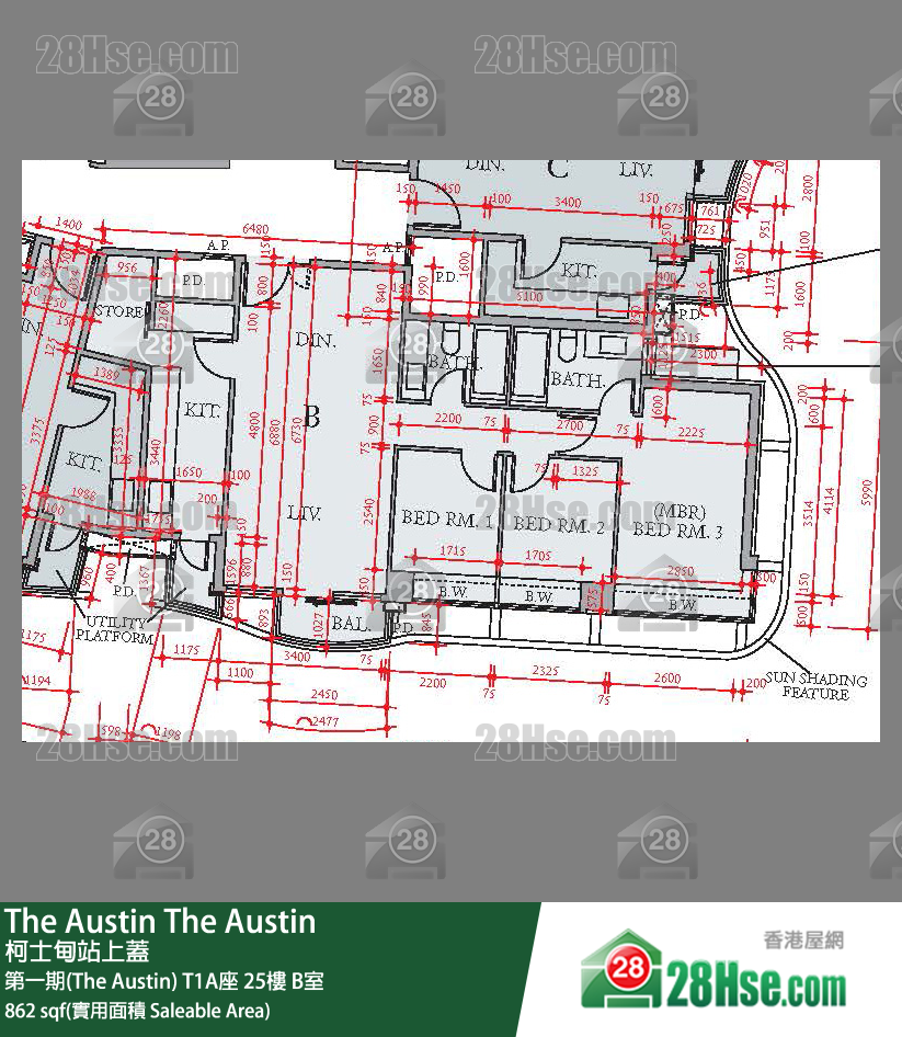 The Austin 第一期(The Austin)T1A座25楼 B室 平面图