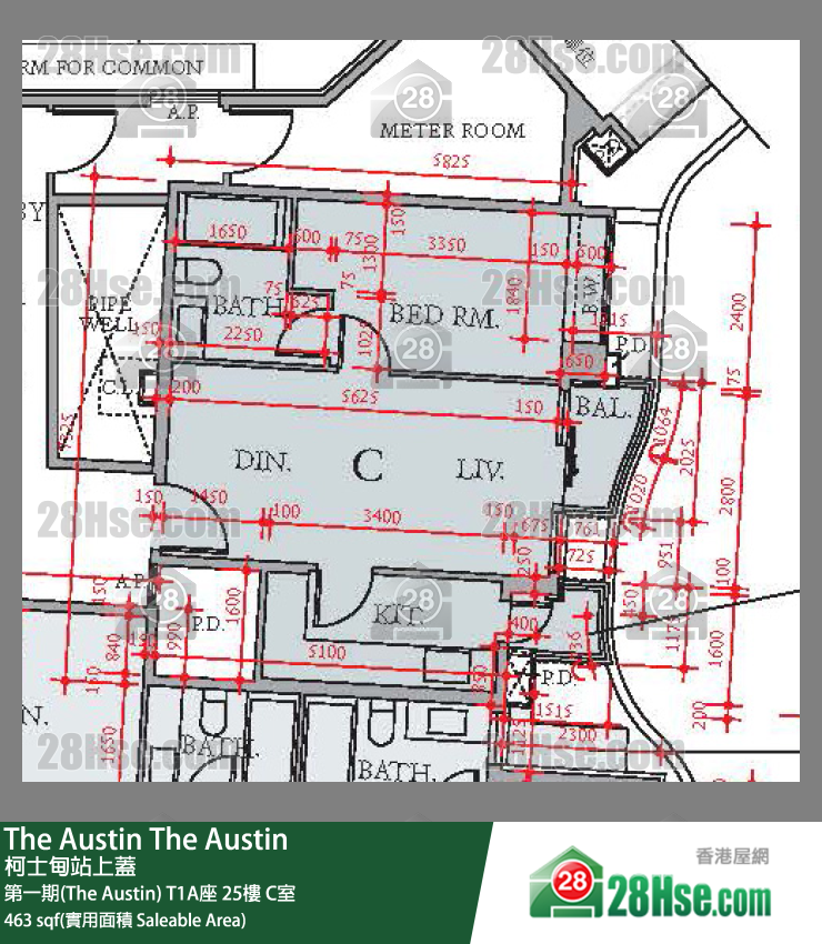 The Austin 第一期(The Austin)T1A座25楼 C室 平面图