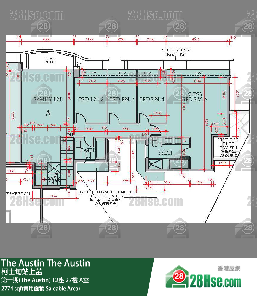 The Austin 第一期(The Austin)T2座27楼 A室 平面图