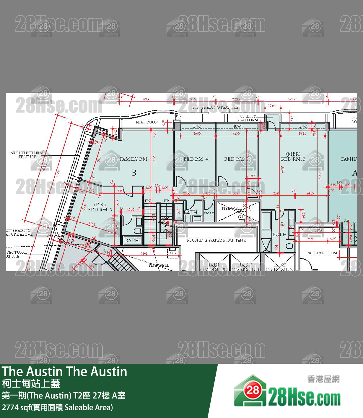 The Austin 第一期(The Austin)T2座27楼 A室 平面图