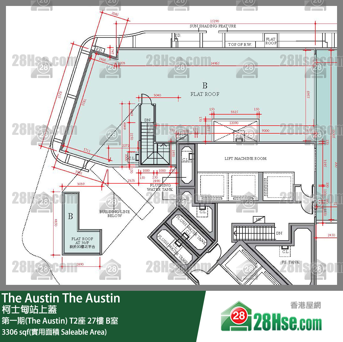 The Austin 第一期(The Austin) T2座 27楼 B室 平面图