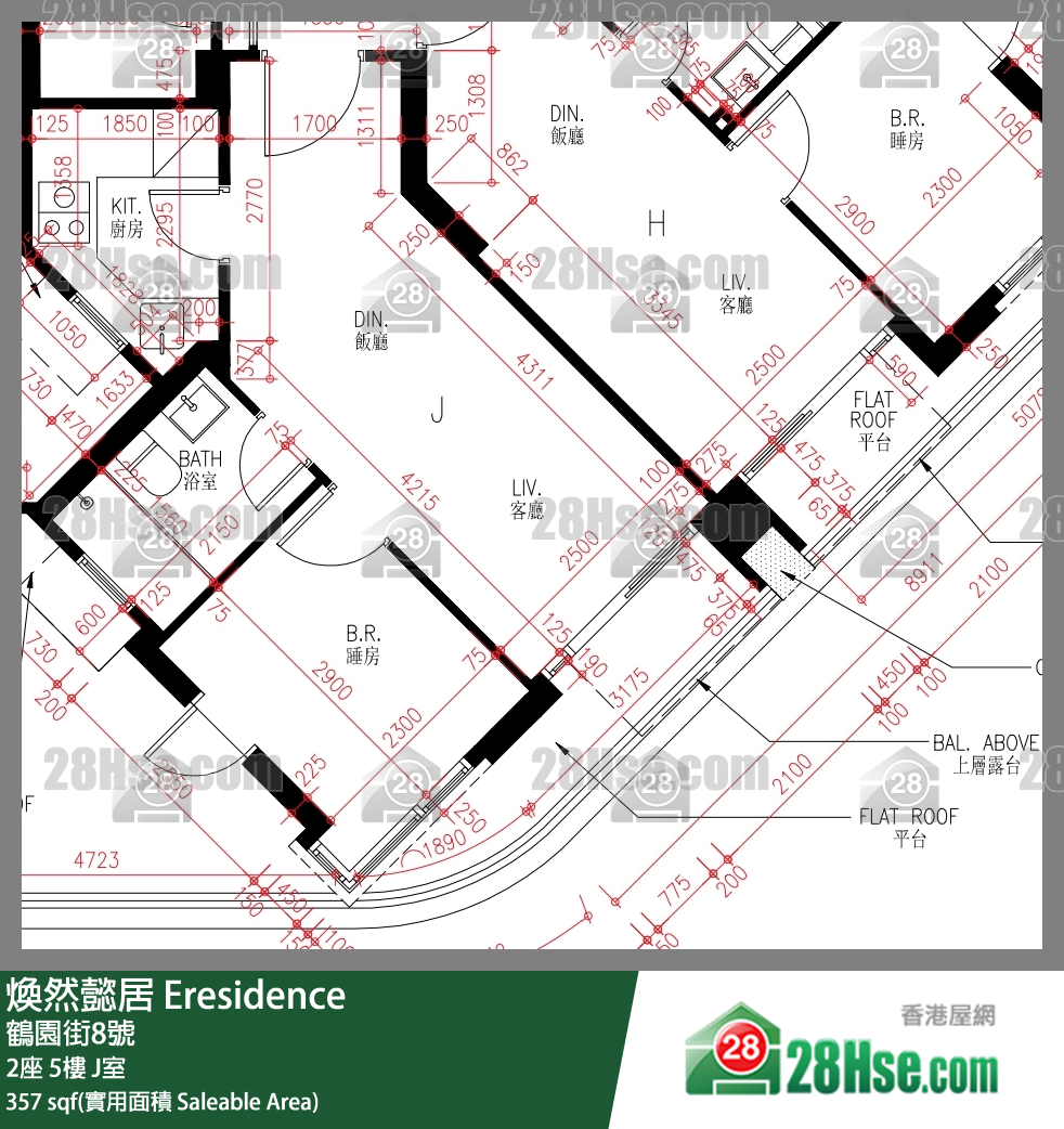 煥然懿居 2座 5樓 J室 平面圖