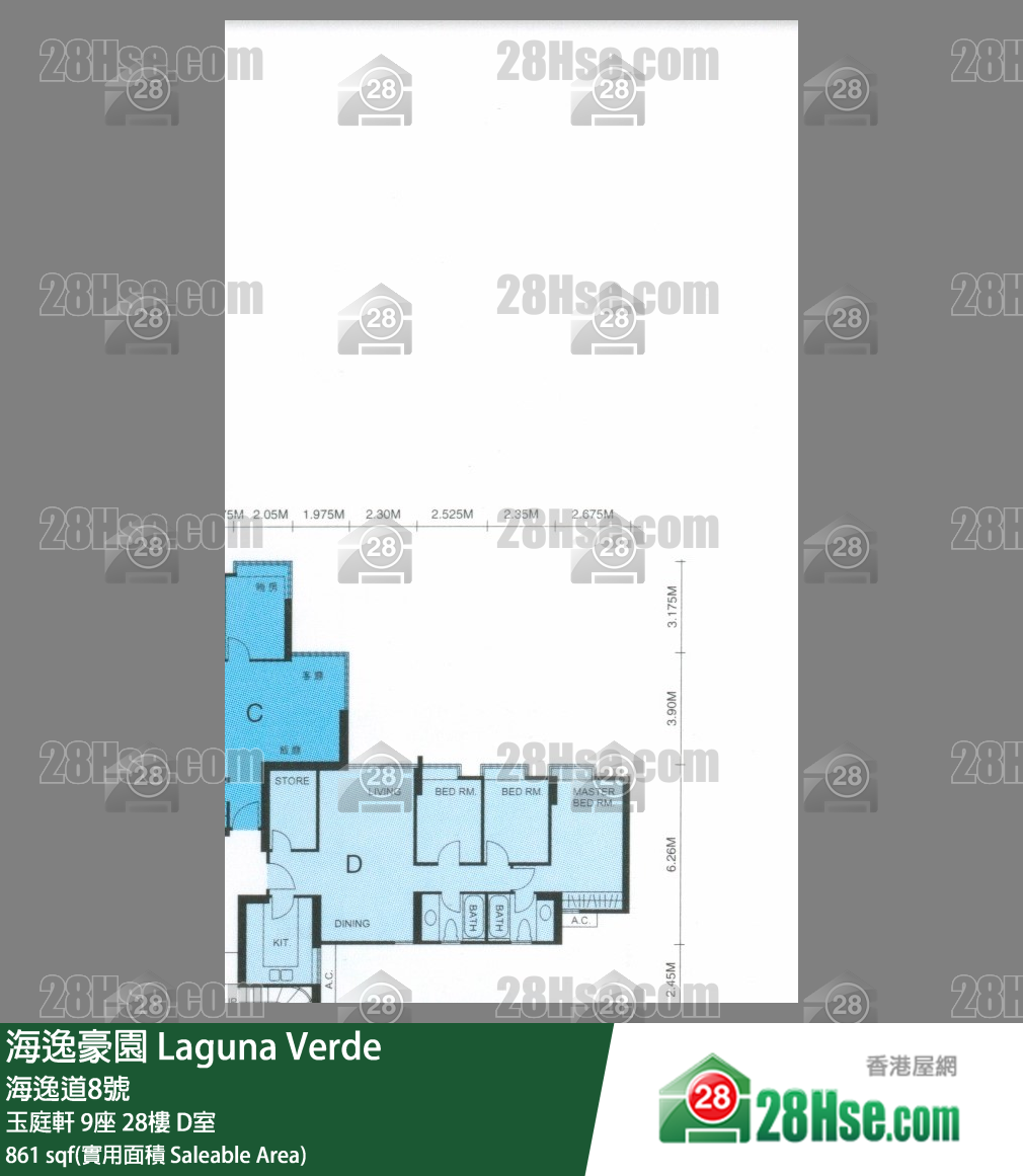 海逸豪園 玉庭軒9座28樓 D室 平面圖