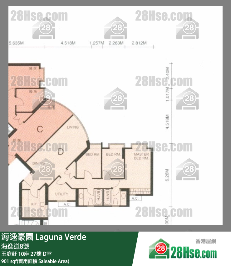 海逸豪园 玉庭轩 10座 27楼 D室 平面图