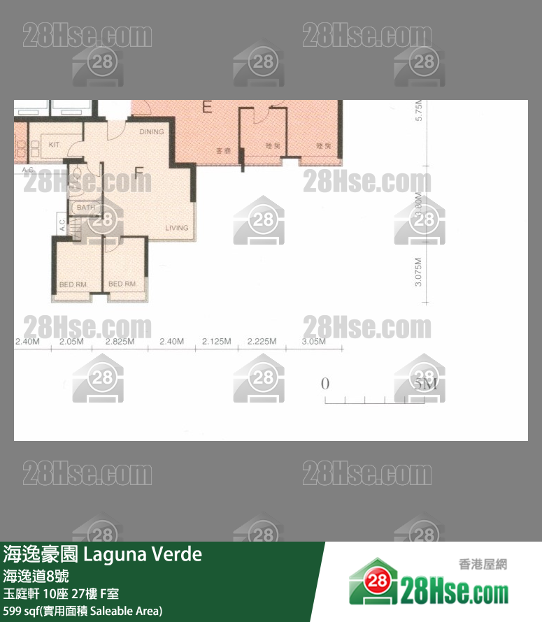 海逸豪园 玉庭轩10座27楼 F室 平面图