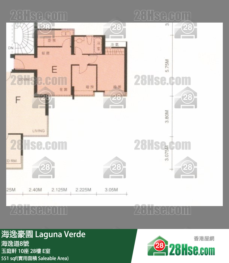 海逸豪园 玉庭轩10座28楼 E室 平面图