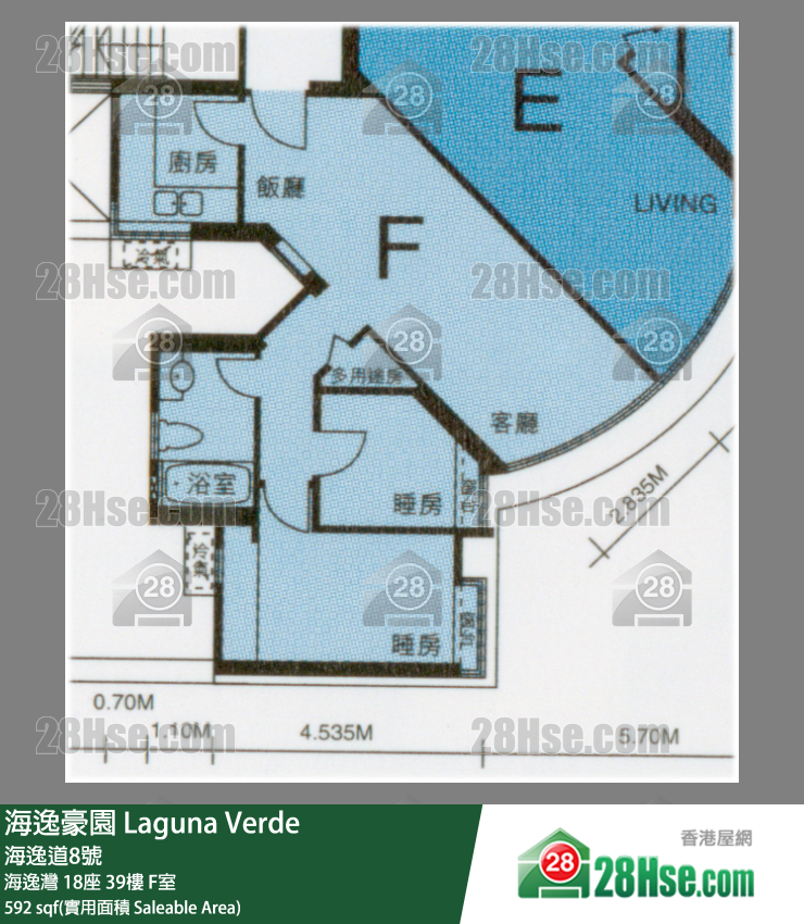 海逸豪園 海逸灣 18座 39樓 F室 平面圖