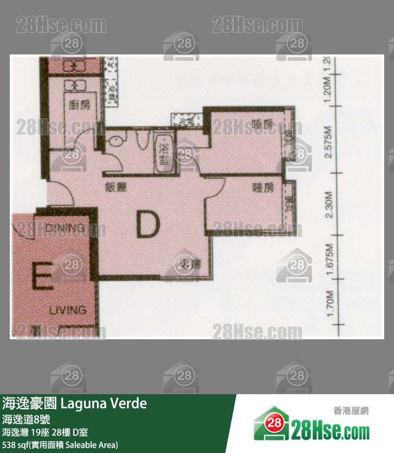 海逸豪園 海逸灣19座28樓 D室 平面圖