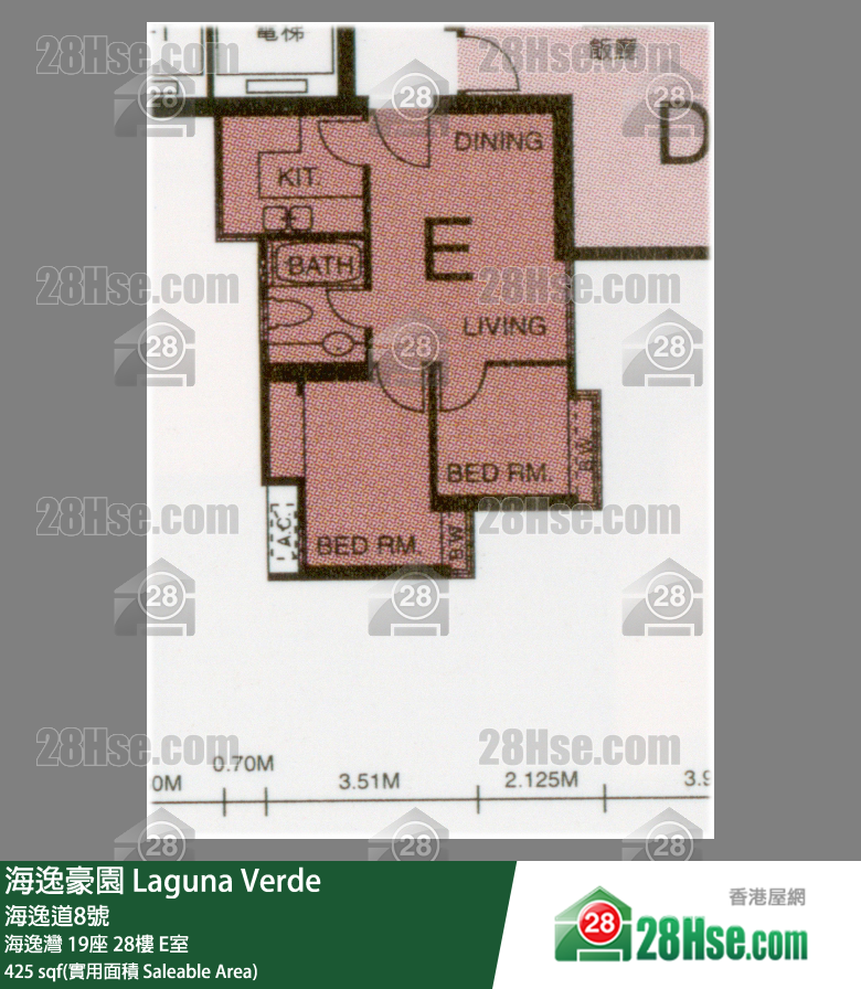 海逸豪園 海逸灣19座28樓 E室 平面圖