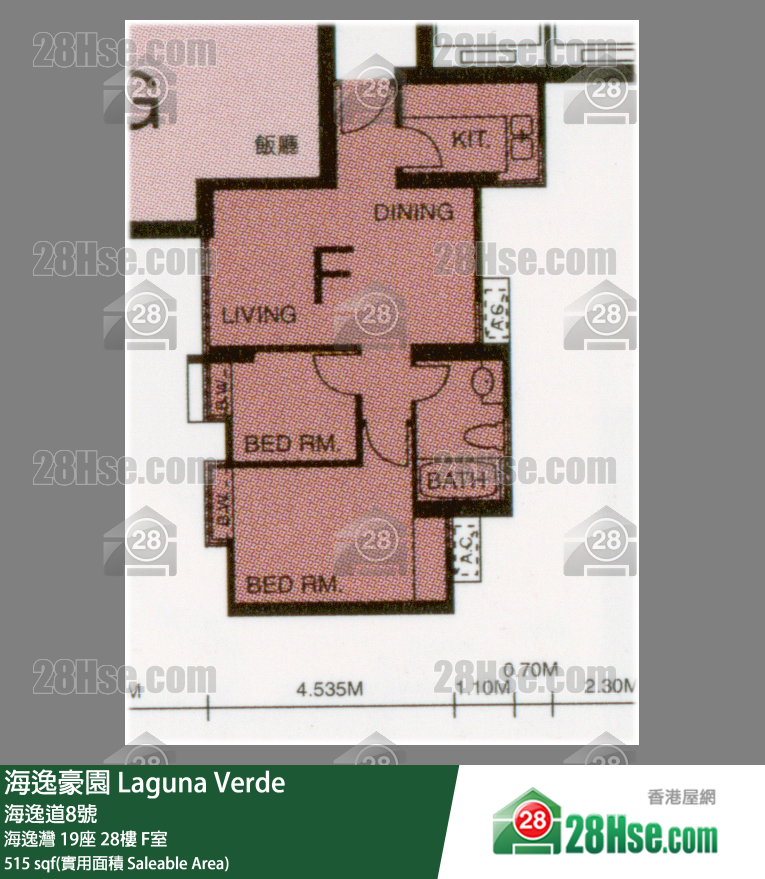 海逸豪園 海逸灣19座28樓 F室 平面圖