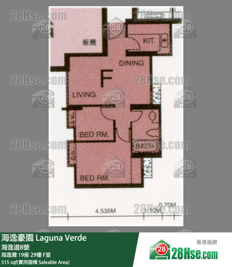 海逸豪園 海逸灣 19座 29樓 F室 平面圖