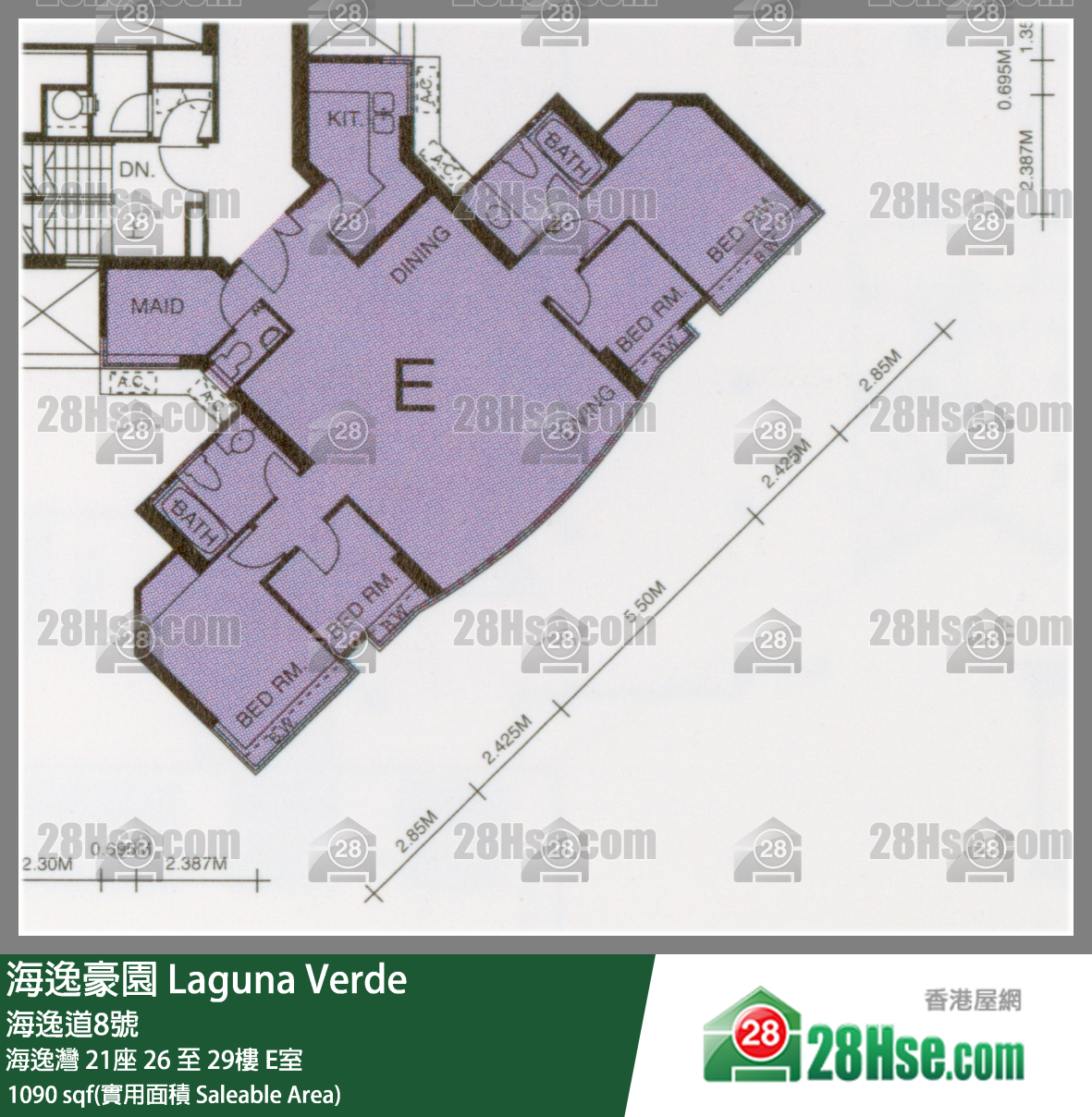 海逸豪園 海逸灣21座27樓 E室 平面圖