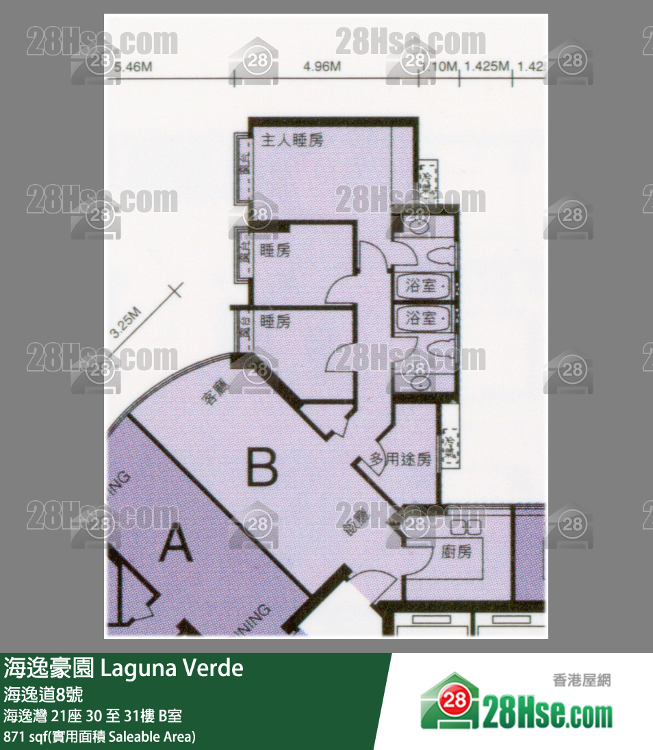 海逸豪園 海逸灣21座30樓 B室 平面圖