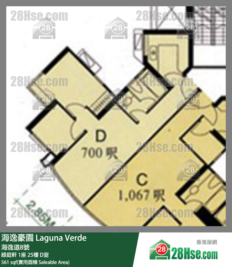 海逸豪園 綠庭軒1座25樓 D室 平面圖