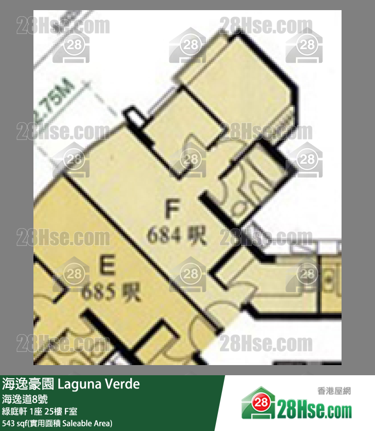 海逸豪園 綠庭軒1座25樓 F室 平面圖