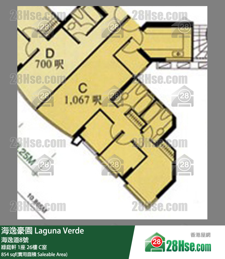 海逸豪園 綠庭軒1座26樓 C室 平面圖
