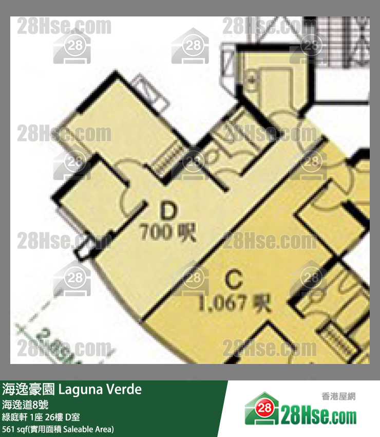 海逸豪園 綠庭軒1座26樓 D室 平面圖